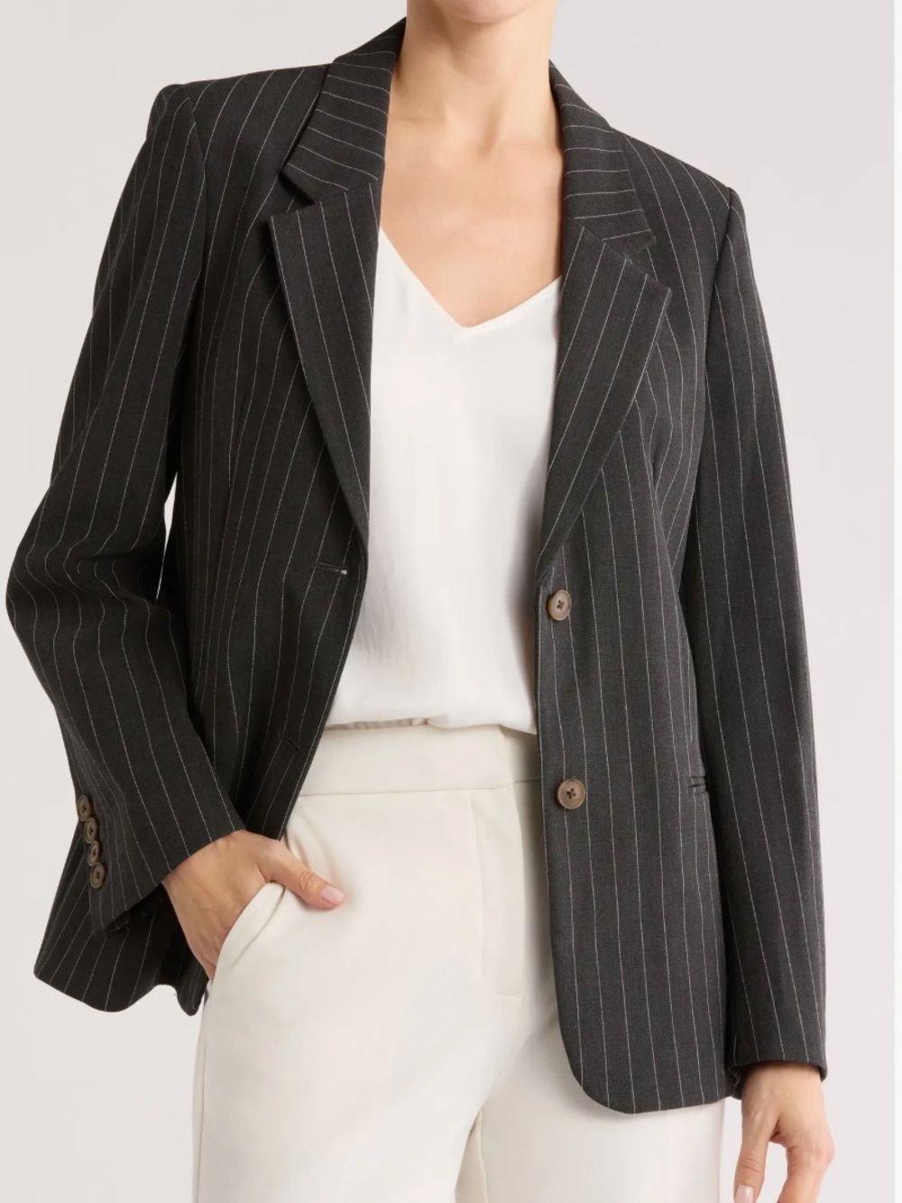 Nordstrom Pinstripe Boyfriend Blazer Size L
